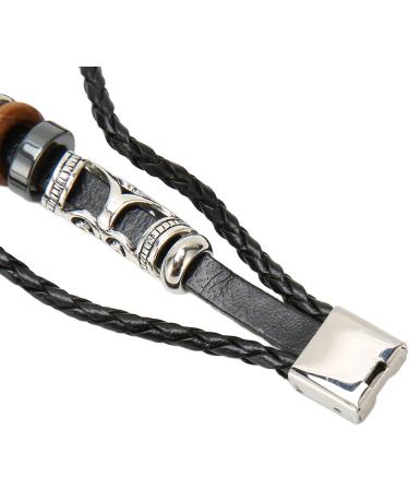 Leather Strap Watch Strap Adjustable Vintage Durable Flexible Replacement Metal Watch Strap For Men For Everyday (Black and Silver) - Buy Online on GoSupps.com
