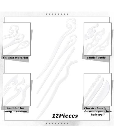 12 Pcs Vintage Hair Sticks: Chinese Japanese Hair Accessories for Women - White - Buy Online on GoSupps.com