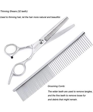 Freewindo Dog Grooming Kit - Round Tip Scissors & Stainless Steel Clippers - 6 in 1 Pet Grooming Set for Dogs and Cats - Buy Online on GoSupps.com