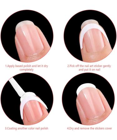 1020 PCS/ 20 Sheets French Nail Stickers French Nails Stencil Self-adhesive Manicure Nail Sticker Tips Moon Shape Line Guide DIY Stickers Tips Nail Decoration - Buy Online on GoSupps.com