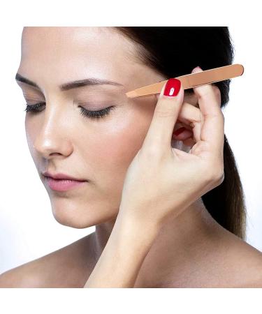 4-Piece Eyebrow Tweezers Set - Pointed & Angled Tweezers with Stylish Leather Look Case - Gold | International Shipping Available - Buy Online on GoSupps.com