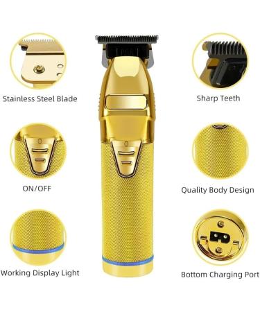 Buy Premium Rechargeable Hair Clippers for Men - Golden Electric Hair Trimmer & Beard Razor with Display Light - Buy Online on GoSupps.com