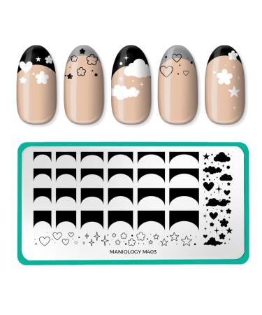 Maniology French Cloudscape Nail Stamping Plate Kawaii Clouds French Tip Design DIY Manicure