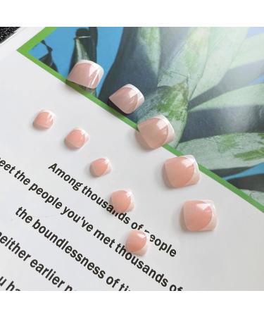 SINLOV Square Fake Toenails Nude Pink Glossy Print on False Toe Nails French Short Full Cover False Artificial Toenails Nails for Women and Girls  - Buy Online on GoSupps.com