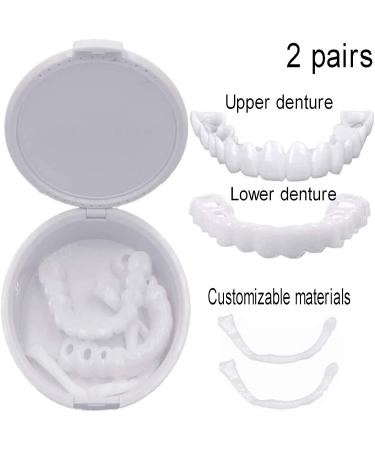 Buy 2 Pairs Provisional Dentures & Cosmetic Veneers | Reusable False Teeth for Instant Tooth Whitening - Includes Mini Tweezers - Buy Online on GoSupps.com