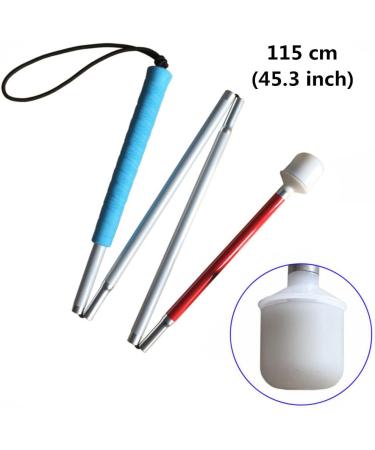 Aluminum Mobility Folding White Cane for Vision Impaired and Blind People (folds down 4 sections) (115 cm (45.3 inch) Blue Handle) 115 cm (45.3 inch) Blue Handle - Buy Online on GoSupps.com