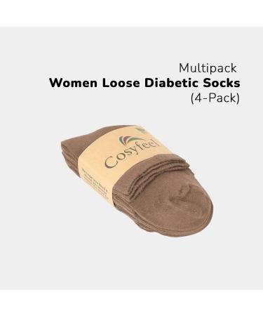 Cosyfeel Women Loose Diabetic Socks | 4-Pack Neuropathy Ankle Socks for Ladies | Super Soft Eco-Friendly Bamboo Material | Durable with Seamless Toe | Multicolour Patterns | 4 Seasons 7-9 1/2 HAZEL - Buy Online on GoSupps.com
