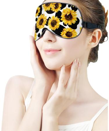 Cows Skin Sunflower Sleep Mask for Women | Adjustable Eye Shades with Elastic Strap - Buy Online on GoSupps.com
