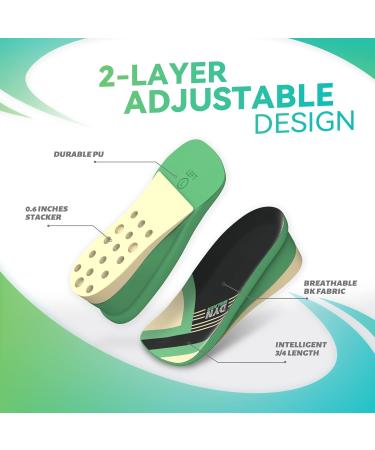 Height Increase Insoles for Women | DynWalker Comfortable Shoe Lifts | Anti-Fatigue Shock Absorbing Breathable | 3cm/4.5cm Green S (Women 6-8.5 - Buy Online on GoSupps.com