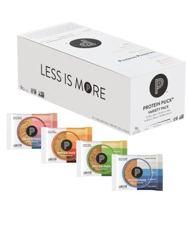 Protein Puck Plant Based Bars | Snacks with Vegan Protein | 16 Count | 2.25 oz Single Serve | Gluten Free, Non Dairy, Kosher Certified Non GMO Premium Healthy Bars | Variety Pack