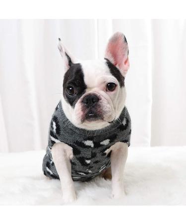 FAMKIT Dog Sweater - Leopard Pattern Winter Knitwear for Small Dogs (L 6-7KG) - Cozy Gray Pet Clothes - Buy Online on GoSupps.com