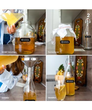Kombosa Brewing Kit XL Bundle - Kombucha Starter Set with Bio-Scoby Fermentation Vessels and More for Perfect Home Brewing - Buy Online on GoSupps.com