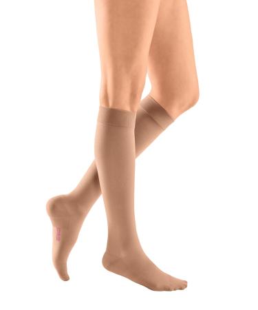 Medi Medive Comfort Knee socks with lace unisex |Short |Particularly soft compression stockings CCL2 for women and men |Caramel |Size VI