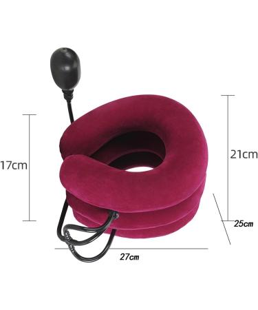 Milageto 3 Layer Neck Stretcher Support Inflatable Soft Relieving Fatigue Traction Equipment Neck Pillow for Travel The Seniors Adults rose red - Buy Online on GoSupps.com