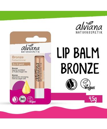  Alviana Alviana Bronze Lip Balm (Pack of 5) | Natural Bronze Shimmer & Velvety Soft Lips | Organic Argan Oil & Macadamia Butter | Certified Natural Product - Buy Online on GoSupps.com