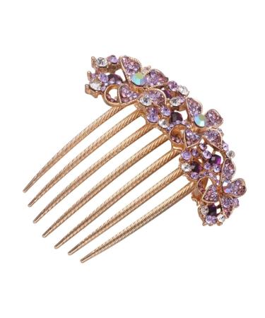 Angoily Flower Bridal Hair Comb Prom Headpiece Wedding Hair Clip Hair Teasing Comb Flower Hair Accessories Rhinestone Hair Accessories Hair Topper Bride Alloy Crystal Purple