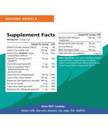 Pure Essence Ionic Super D-K Calcium Plus with Magnesium, Vitamin D3 and K2 - Orange Vanilla 7.41oz - Buy Online on GoSupps.com