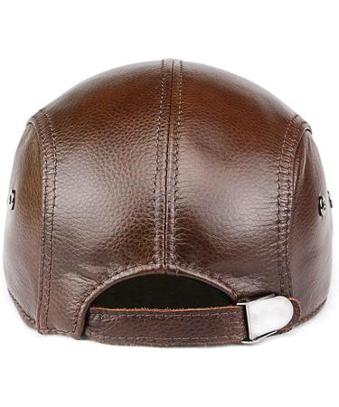 Icehao Men's Genuine Leather Newsboy Beret Hat | Adjustable Ivy Cap for Driving, Hunting, Fishing | Fashionable Brown Flat Cap - Buy Online on GoSupps.com