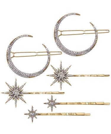 Metal hairpins nalcy hair clips metal hair clips set 6 pieces vintage hair pin rhinestone snowflake star moon hair clip accessories for women girls