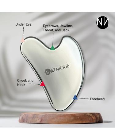 Stainless Steel Gua Sha Tool - Heart Shaped Facial Massage for Puffiness Tension Relief & Lymphatic Drainage | Durable & Portable with Travel Pouch - Buy Online on GoSupps.com