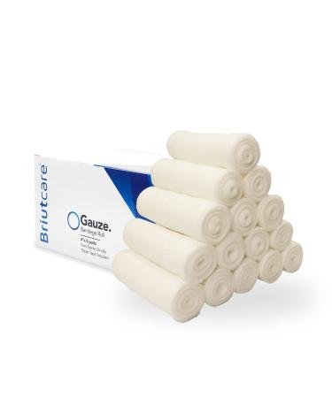 Briutcare 100% Real Cotton Gauze Rolls + Free Medical Tape | 24 Units Pack | Individually Packaged Gauze Wrap | 4 Inch x 4 Yards | For First Aid Kit or Medical Supplies