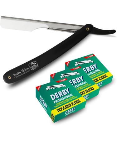 Premium Traditional Shaving Kit | Straight Razor & 300 Derby Professional Blades - International Shipping Available - Buy Online on GoSupps.com