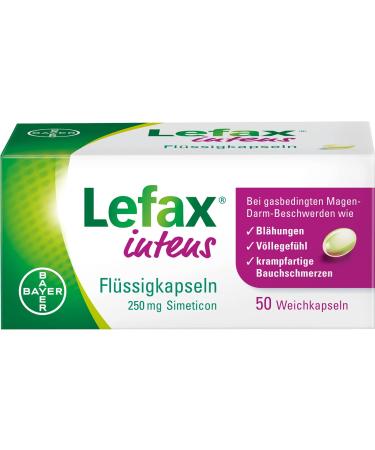 Lefax intensely liquid capsules for stronger flatulence and other gas-related symptoms such as pressure and fullness cramp-like abdominal pain easy to swallow 50 pieces 50 pieces (1 pack)
