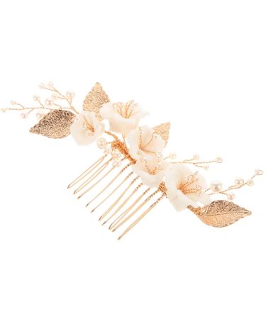 LIFKOME Bride Hairpin Wedding Hair Accessory Simulation Pearl Floral Hair Comb Decor