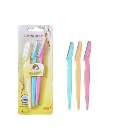 Eyebrow Razor with Precision Cover Dermaplane Razor 3 ct | Eyebrow Trimmer for Eyebrow Shaping Face Razors for Women Facial Razor Dermaplaning Razor Womens Face Razor Peach Fuzz