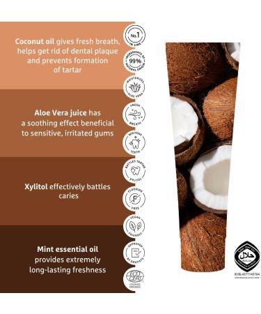 Ecodenta Certified Anti-Plaque Oral Hygiene Organic Cosmetic Kit 75 ml and Alcohol-Free Coconut Bath Fights Bad Breath 500 ml I Anti-Plaque Oral Care - Buy Online on GoSupps.com