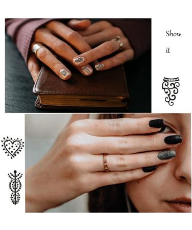 Boho Retro Black Nail Stickers - 13 Sheets Water Transfer Decals for Women | Feather Design DIY Nail Art Supplies - Buy Online on GoSupps.com