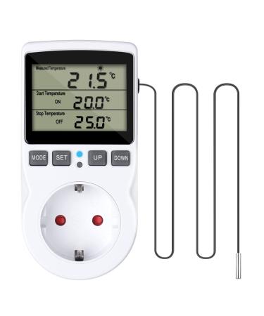 Temperature controller 230V with sensor XPSirny Digital sockets thermostat LCD screen temperature switch with timer and probe for greenhouse terrarium aquarium heating cooling greenhouse seed germination - Buy Online on GoSupps.com