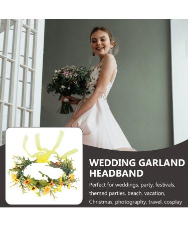 Minkissy Green Leaf Flower Crown | Sunflower Headband & Boho Hair Wreath for Weddings Festivals & Beach Parties - Fashion Hair Jewelry - Buy Online on GoSupps.com
