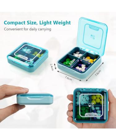 ACWOO 7-Day Pill Organizer | Portable Travel Medication Box with 4 Compartments | Moisture-Resistant Daily Use | Blue - Buy Online on GoSupps.com