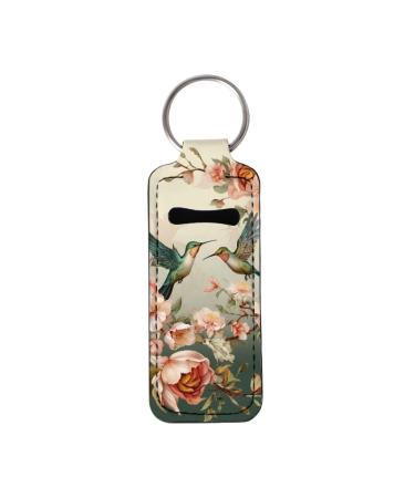 Tongluoye Lip Balm Holder Keychain for Women Men Easy to Match Various Accessories or Bags Holiday Gifts Hummingbird Flower One Size