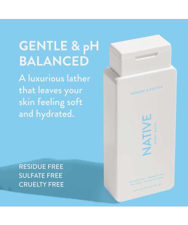 Powder & Cotton Native Body Wash 18 oz - 2 Pack | Sulfate, Paraben, & Dye Free Natural Body Wash for Soft, Hydrated Skin - Men & Women - Buy Online on GoSupps.com