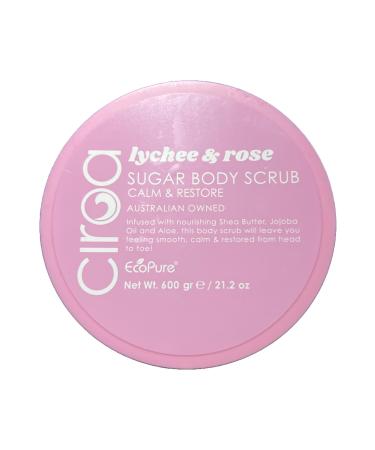 CIROA Calm & Restore Lychee & Rose Sugar Body Scrub 21.2 oz Pink