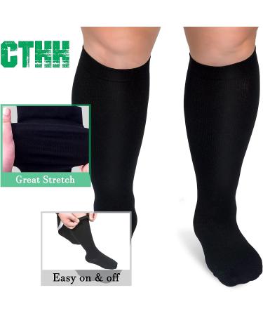 3 Pack Plus Size Compression Socks for Women & Men | 20-30 mmHg | Extra Wide Calf | Knee High Stockings for Circulation Support | XX-Large - Buy Online on GoSupps.com