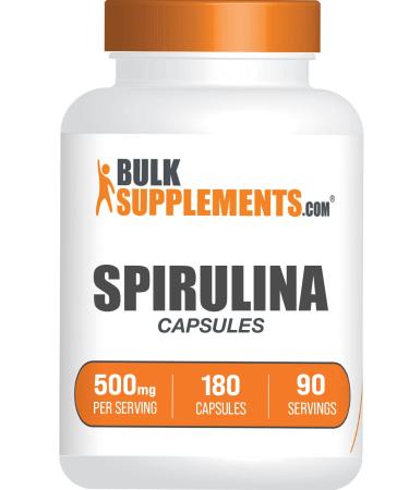 BULKSUPPLEMENTS.COM Spirulina Capsules - Blue Green Algae - Superfood Supplement - Spirulina Supplement - Greens Supplements - Green Superfood - 2 Capsules per Serving (180 Capsules)