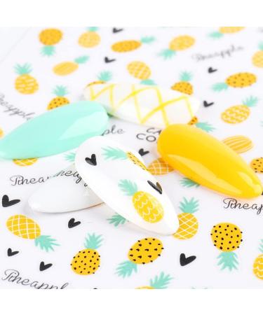 3Pcs Summer Fruit Nail Stickers - Lemon, Strawberry, Pineapple & Avocado | 3D Adhesive Sliders for Colorful Nail Art Decals - Buy Online on GoSupps.com