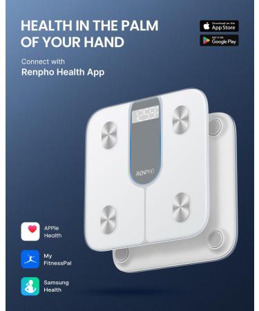 RENPHO Smart Scale for Body Weight 440lb Digital Bathroom Scale for Body Fat Bluetooth Accurate Body Composition Weighing Machine with App - White - Buy Online on GoSupps.com