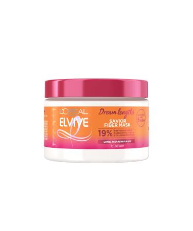 L'Oreal Paris Elvive Dream Lengths Savior Fiber Hair Mask with Collagen Peptides Concentrate to Revive and Restore 3 Min Hair Treatment Formula 12 Fl Oz