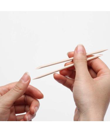 Borogo 100 Pcs Orange Wood Nail Sticks - Double Sided Cuticle Pusher for Manicure Pedicure - A-Wood - Buy Online on GoSupps.com