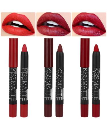 3 Colors Moisture Smooth Longwear Lipstick Pack Set Matte Color Stick Ultimate Lip Crayon for Makeup Collection - Nourishing Lipstick with a Matte Finish Waterproof Velvet Lipgloss Lip Stain (10 11 18) set04