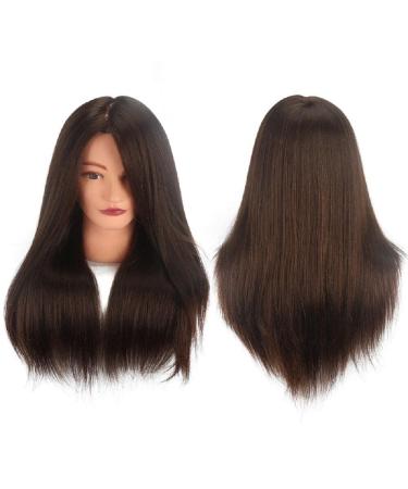 18 inch 100 percent human hair brown and black two hair colors hairdressing head Model with long hair styling (brown hair)
