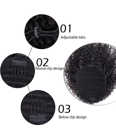 Buy Afro Kinky Curly Clip In Ponytail Wig - 25cm 120g - Natural Black Extensions for African Hair - Buy Online on GoSupps.com