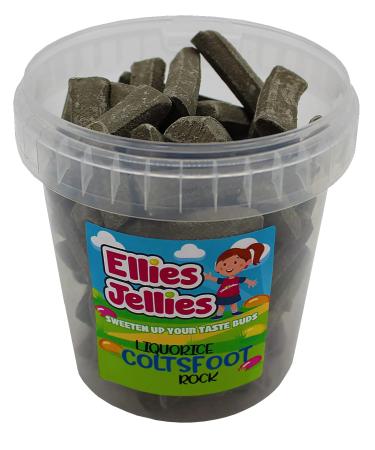 Ellies Jellies Liquorice Coltsfoot Rock 428g Tub Hardened Stick Brittle Flavour Grey