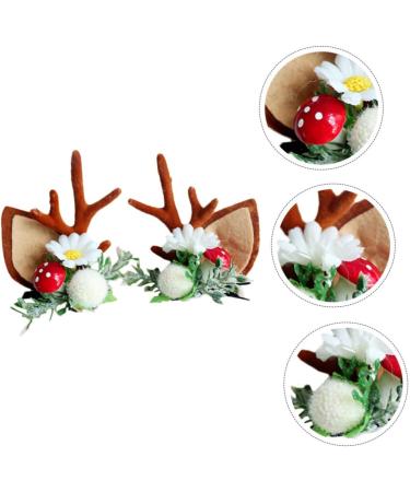 FRCOLOR 2 Pairs Cat Ears Antler Hair Clip Antlers Deer Horn Antler Barrette Deer Hair Barrettes Clip Barrettes for Christmas Hair Clips for Cute Alloy Clip Decorate Miss - Buy Online on GoSupps.com