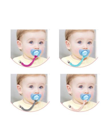 Voarge 4-Piece Baby Pacifier Set | Cotton Pacifier Clips with Stainless Steel Clamps | Unisex Color Mix - Buy Online on GoSupps.com