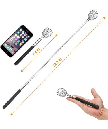 2 Pack Portable Extendable Back Scratcher - Stainless Steel Telescoping Massager with Carrying Bag (Black) - Buy Online on GoSupps.com